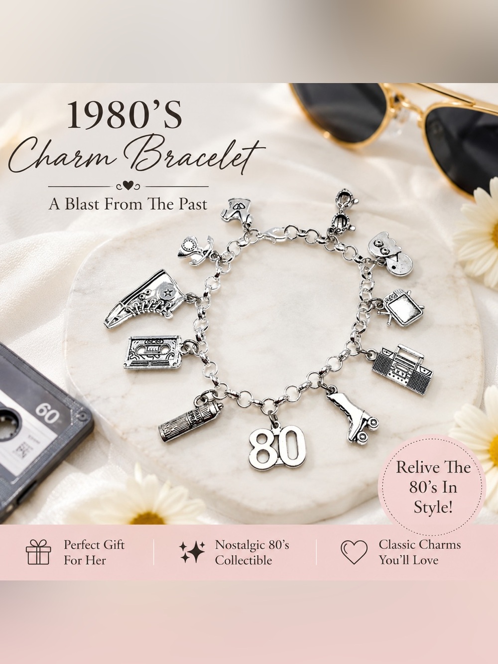 80’s Theme Charm Bracelet